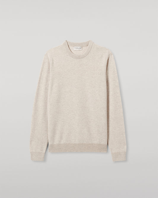 MENS RORY CREW CLASSIC JUMPER NATURAL 100% CASHMERE, BY JOHNSTONS OF ELGIN KAP05471HA0402
