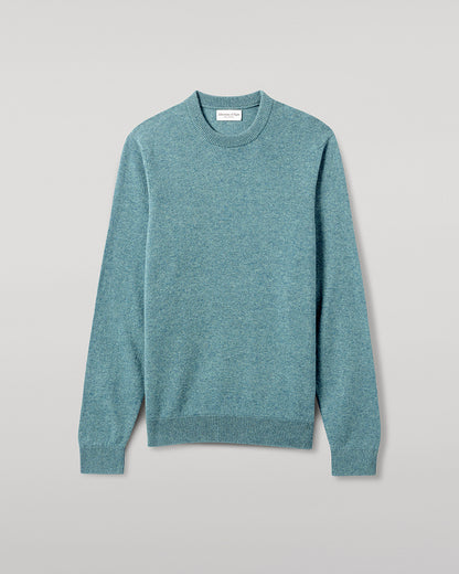 Johnstons of Elgin AW25 Men's Knitwear Seascape Classic Cashmere Green Round Neck Jumper KAP05471HC0038