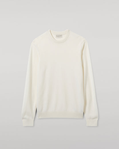 JOHNSTONS OF ELGIN MENS RORY CREW CLASSIC JUMPER WHITE 100% CASHMERE KAP05471SA0606
