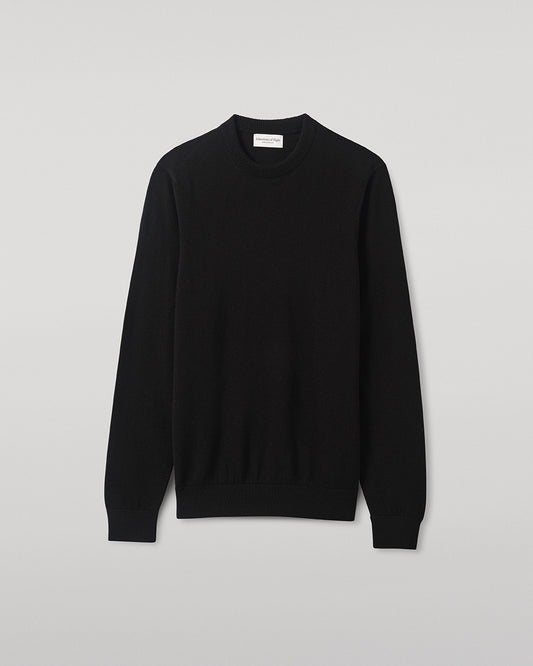 Johnstons of Elgin Men's Knitwear Black Classic Cashmere Black Round Neck Jumper KAP05471SA7210