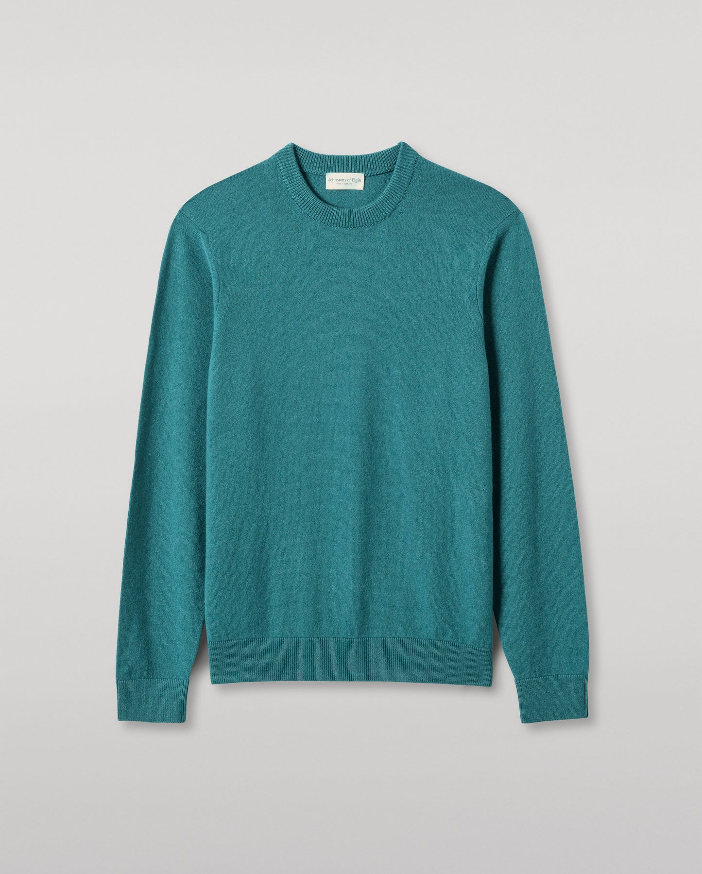 JOHNSTONS OF ELGIN MENS RORY CREW CLASSIC JUMPER GREEN 100% CASHMERE KAP05471SC4720XS