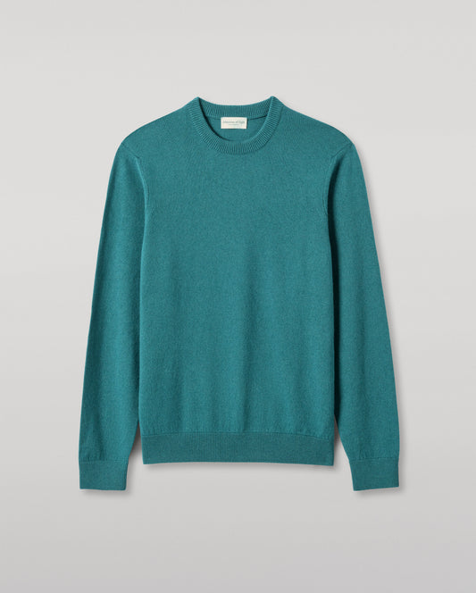 JOHNSTONS OF ELGIN MENS RORY CREW CLASSIC JUMPER GREEN 100% CASHMERE KAP05471SC4720XS