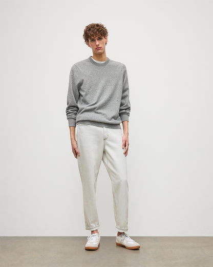JOHNSTONS OF ELGIN MENS RORY CREW CLASSIC JUMPER GREY 100% CASHMERE KAP05471HA0400