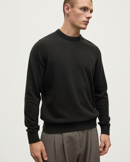 Johnstons of Elgin AW25 Men's Knitwear Icon Classic Cashmere Dark Grey Round Neck Jumper KAP05471SC7330