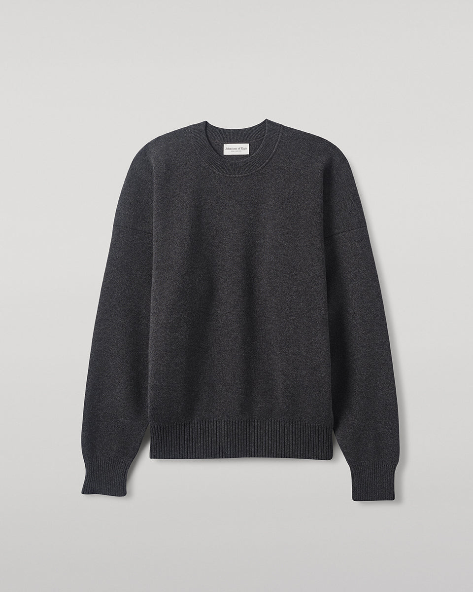 Johnstons of Elgin AW25 Men's Knitwear Charcoal Relaxed Milano Stitch Camel Jumper KAP05486HA7165
