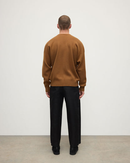 Johnstons of Elgin AW25 Men's Knitwear Dark Camel Relaxed Milano Stitch Camel Jumper KAP05486SB4620