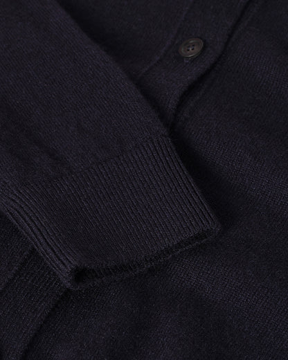 Johnstons of Elgin AW25 Women's Knitwear Dark Navy Classic Cashmere Navy Cardigan Close Up KAP05573SD7666