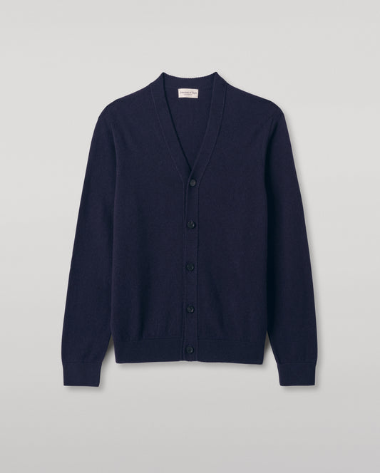 Johnstons of Elgin Men's Knitwear Dark Navy Classic Cashmere Navy Cardigan KAP05576SD7666