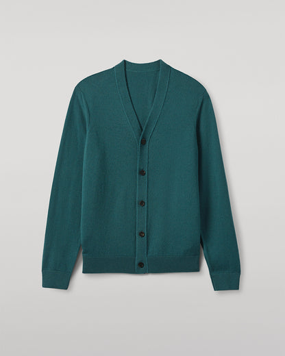 JOHNSTONS OF ELGIN MENS RORY VEE NECK CLASSIC CARDIGAN GREEN 100% CASHMERE KAP05576SC4720