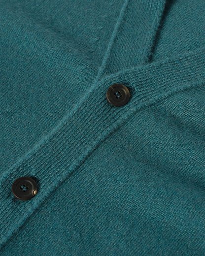 JOHNSTONS OF ELGIN MENS RORY VEE NECK CLASSIC CARDIGAN GREEN 100% CASHMERE KAP05576SC4720