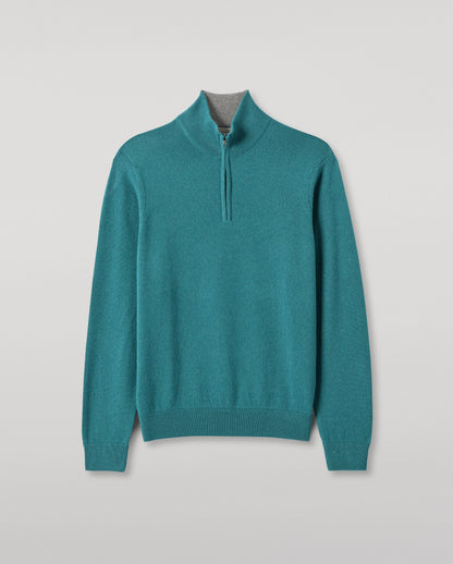 JOHNSTONS OF ELGIN MENS RORY CLASSIC HALF ZIP SWEATER CONTRAST TRIM 100% CASHMERE KAP05577Q26188