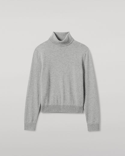 Johnstons of Elgin AW25 Women's Knitwear Light Grey Classic Cashmere Roll Neck KAP05584HA0308