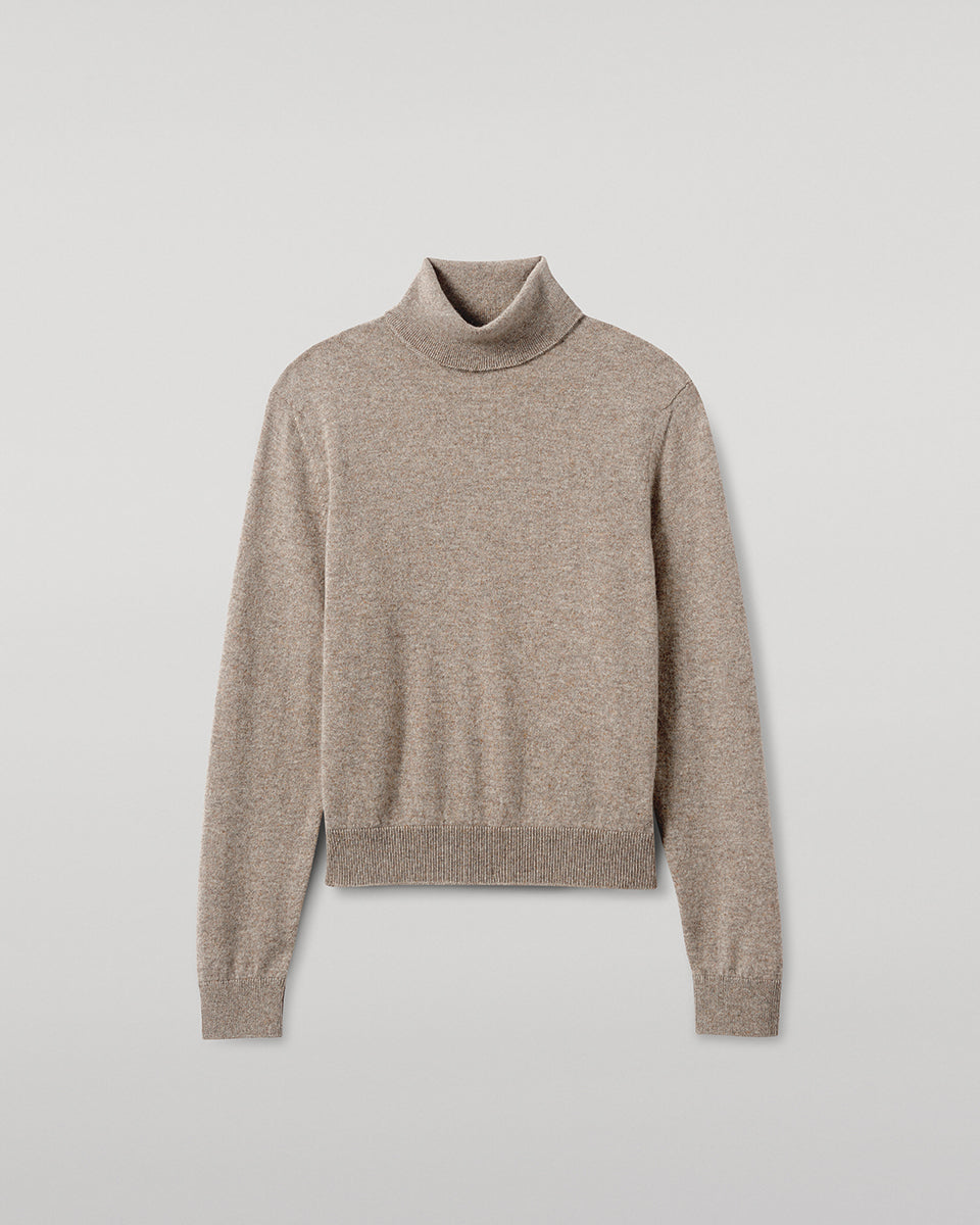 Johnstons of Elgin AW25 Women's Knitwear Ash Classic Cashmere Brown Roll Neck Jumper KAP05584HB4334