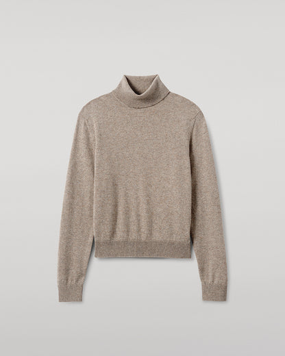 Johnstons of Elgin AW25 Women's Knitwear Ash Classic Cashmere Brown Roll Neck Jumper KAP05584HB4334