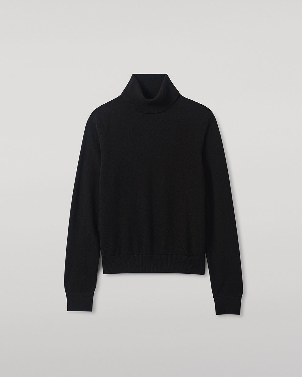 Johnstons of Elgin AW25 Women's Knitwear Black Classic Cashmere Black Roll Neck Jumper KAP05584SA7210