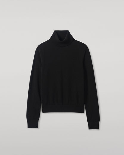 Johnstons of Elgin AW25 Women's Knitwear Black Classic Cashmere Black Roll Neck Jumper KAP05584SA7210