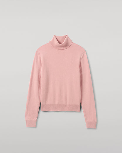 Johnstons of Elgin AW25 Women's Knitwear Nude Classic Cashmere Pink Roll Neck Jumper KAP05584SE0740