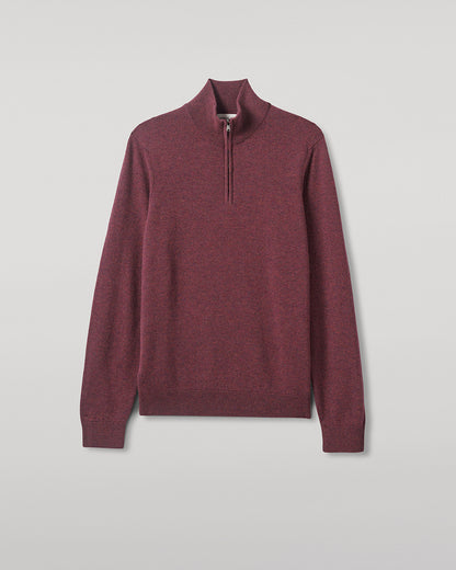 Johnstons of Elgin AW25 Men's Knitwear Damson Classic Cashmere Purple Zip Neck Jumper KAP05695HE7064