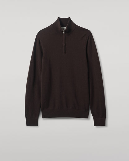 Johnstons of Elgin AW25 Men's Knitwear Molasses Classic Cashmere Brown Zip Neck Jumper KAP05695SB7290