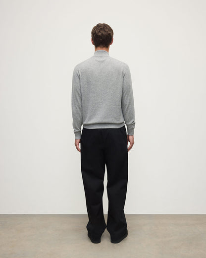 Johnstons of Elgin AW25 Men's Knitwear Light Grey Classic Cashmere Grey  Zip Neck Jumper KAP05695HA0308