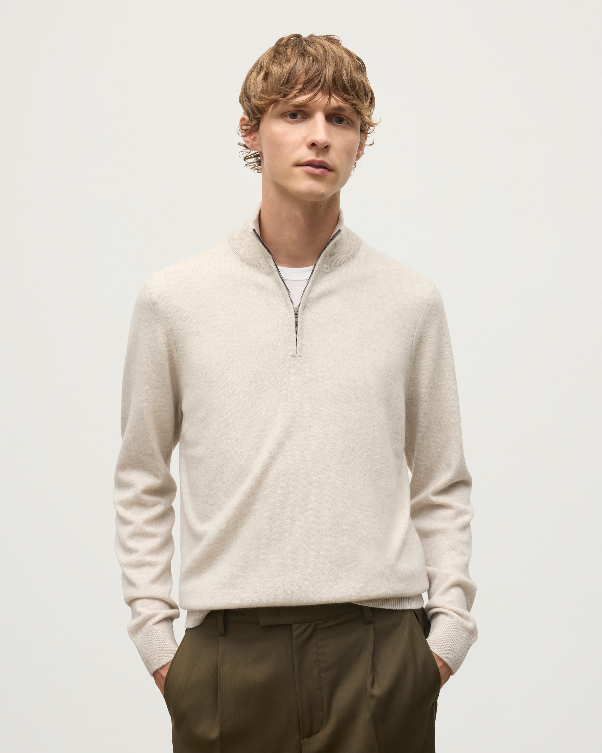 MENS RORY CLASSIC HALF ZIP CLASSIC SWEATER 100% CASHMERE FROM JOHNSTONS OF ELGIN  KAP05695HA0402