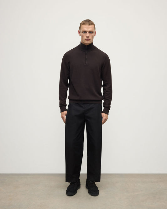 Johnstons of Elgin AW25 Men's Knitwear Molasses Classic Cashmere Brown Zip Neck Jumper KAP05695SB7290