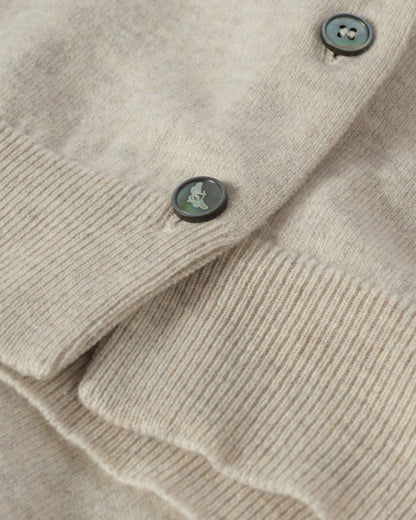 JOHNSTONS OF ELGIN WOMENS IRIS CLASSIC CREW CARDIGAN NATURAL 100% CASHMERE KAP05704HA0402