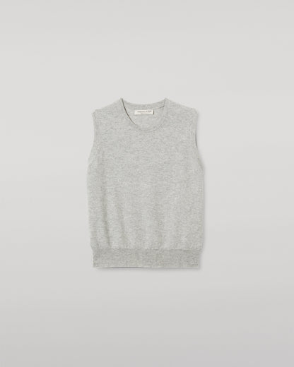 JOHNSTONS OF ELGIN WOMENS IRIS CLASSIC SLEEVELESS CREW GREY 100% CASHMERE KAP05705HA0399