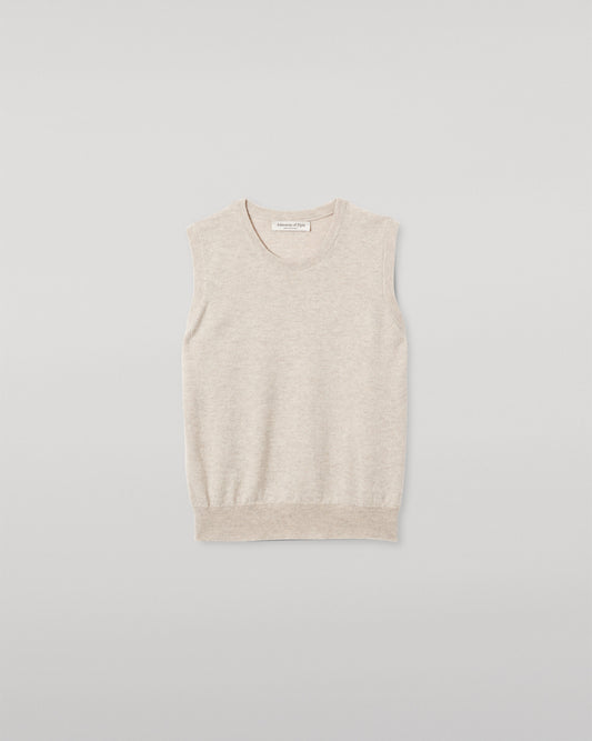 JOHNSTONS OF ELGIN WOMENS IRIS CLASSIC SLEEVELESS CREW NATURAL 100% CASHMERE KAP05705HA0402