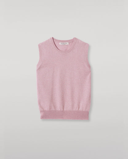 JOHNSTONS OF ELGIN WOMENS IRIS CLASSIC SLEEVELESS CREW PINK 100% CASHMERE KAP05705HE0071