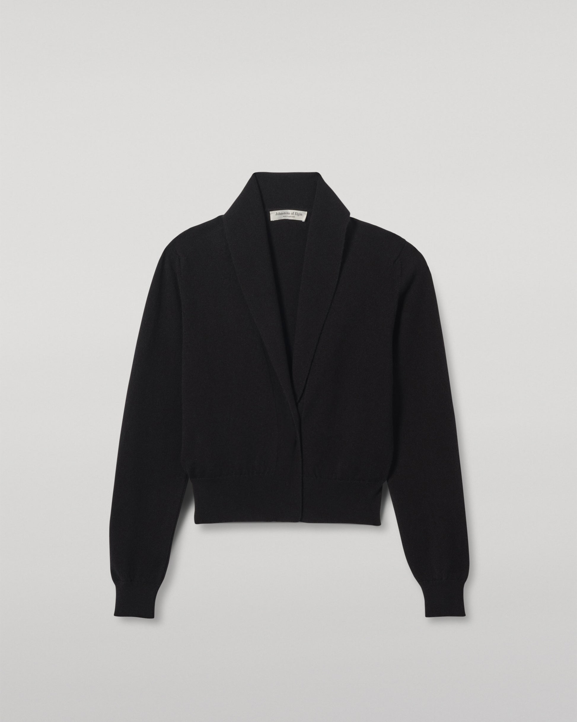 JOHNSTONS OF ELGIN WOMENS CRATHIE SHAWL CARDIGAN BLACK 100% CASHMERE KAP05707SA7210