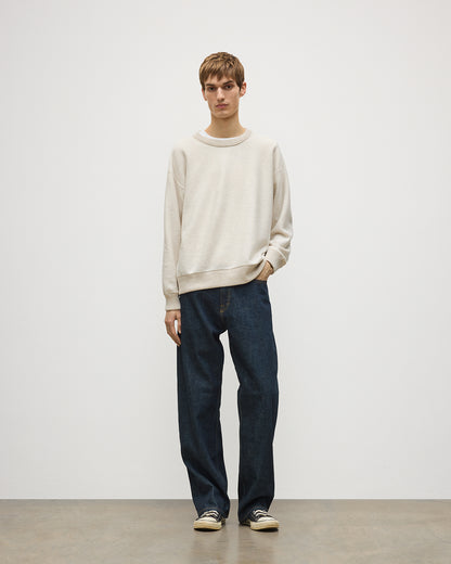JOHNSTONS OF ELGIN LIDDELL SWEATSHIRT CASHMERE REVERSE TWILL STITCH SWEATSHIRT - 2 PLY NATURAL & WHITE 100% CASHMERE KAP05725Q26493