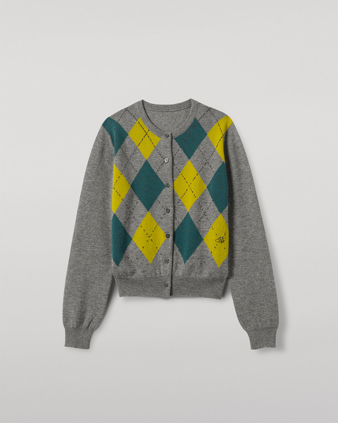 JOHNSTONS OF ELGIN WOMENS CLAN CREW CARDIGAN GREY 100% CASHMERE KAP05731JU1604