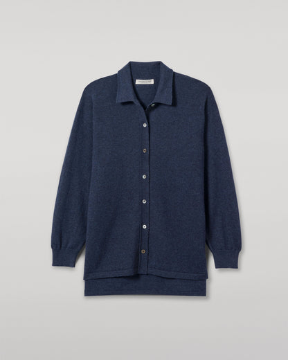 JOHNSTONS OF ELGIN WOMENS MUNRO SHIRT NAVY 100% CASHMERE KAP05765HD7350