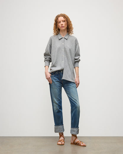 JOHNSTONS OF ELGIN WOMENS MUNRO SHIRT LIGHT GREY 100% CASHMERE KAP05765HA0308