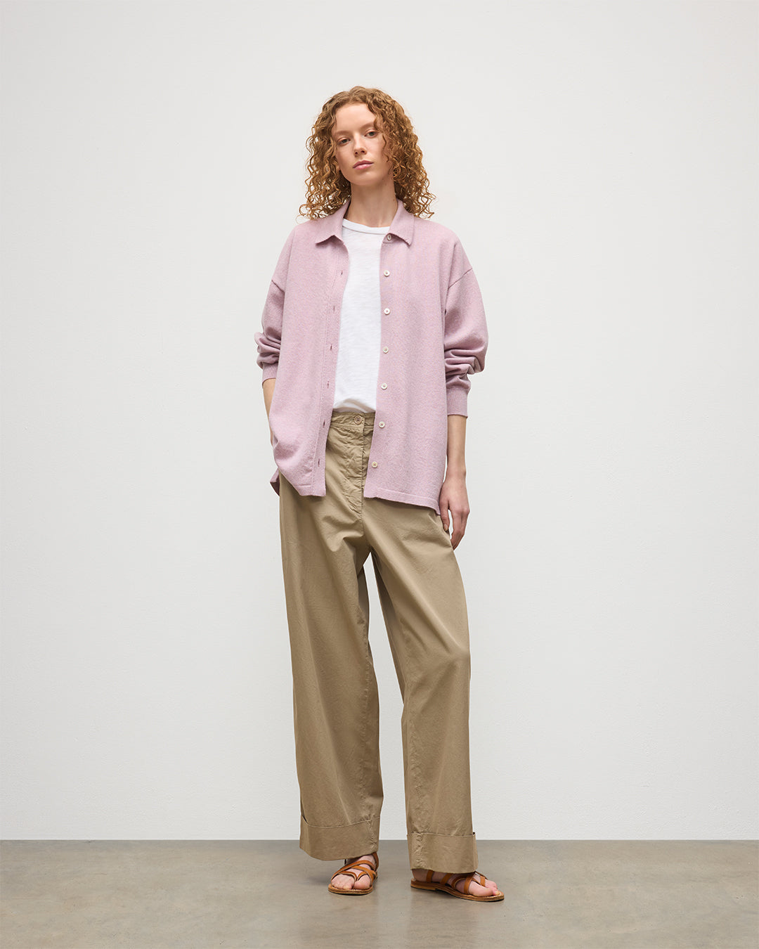JOHNSTONS OF ELGIN WOMENS MUNRO SHIRT PINK 100% CASHMERE KAP05765HE0071