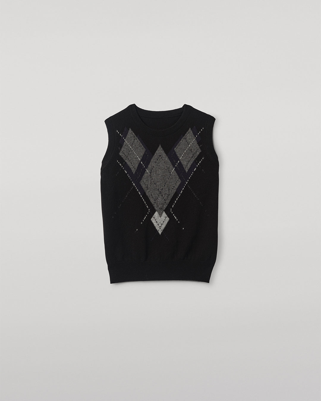 JOHNSTONS OF ELGIN WOMENS ARGYLL LE JABOTS SLEEVELESS CREW BLACK 100% CASHMERE KAP05766JU1609