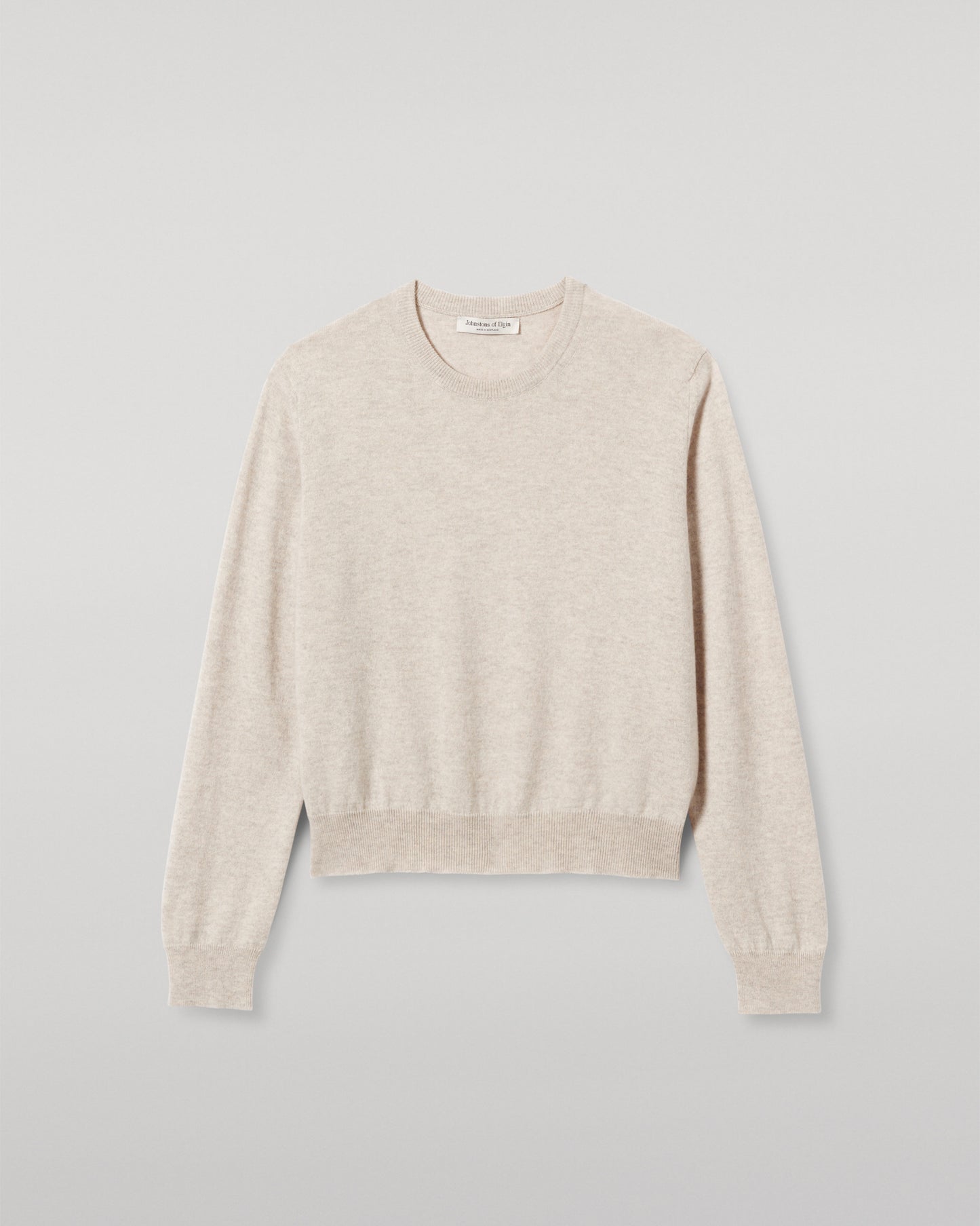 JOHNSTONS OF ELGIN WOMENS LUNAN CLASSIC CREW SWEATER NATURAL KAP05784HA0402