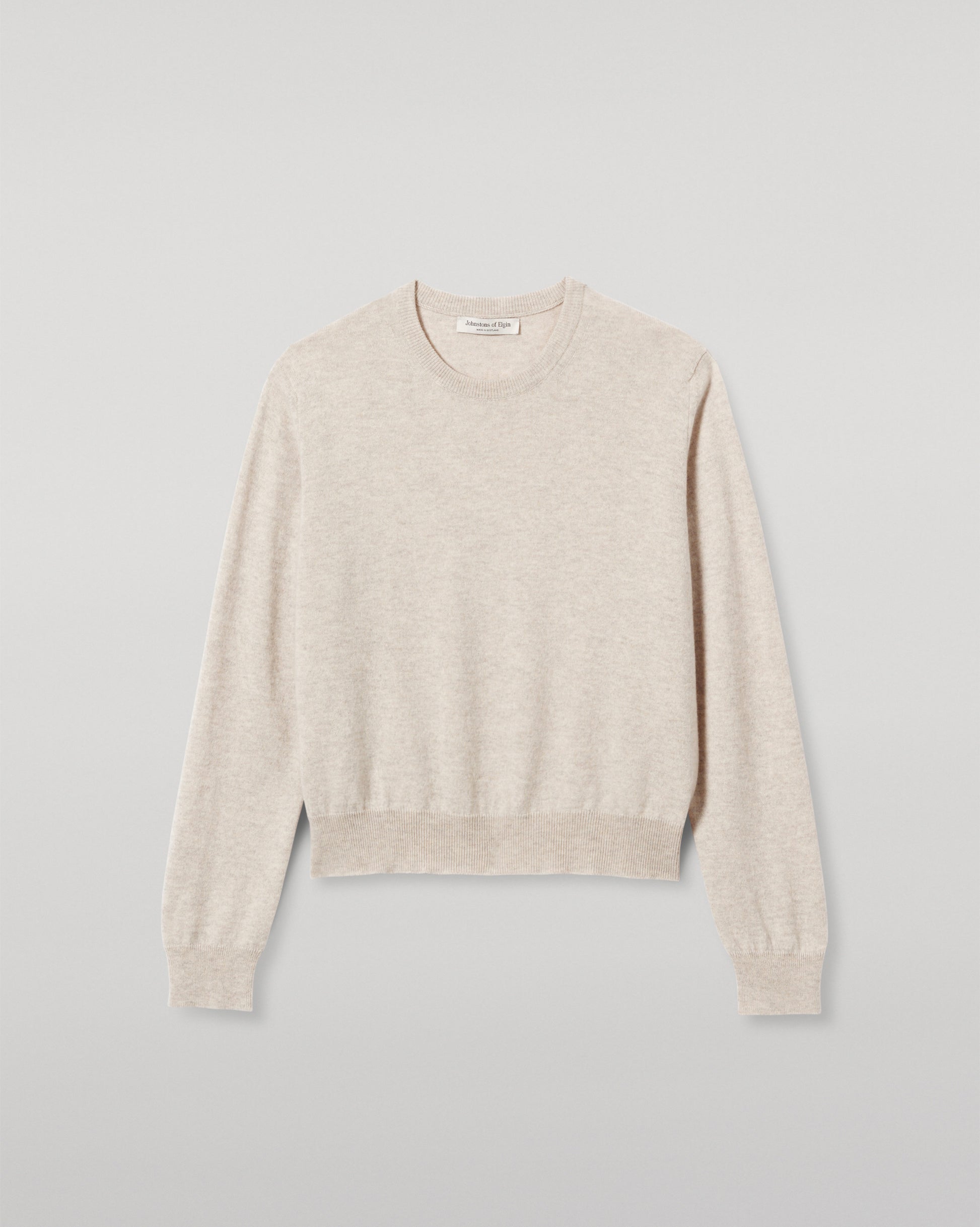 JOHNSTONS OF ELGIN WOMENS LUNAN CLASSIC CREW SWEATER NATURAL KAP05784HA0402