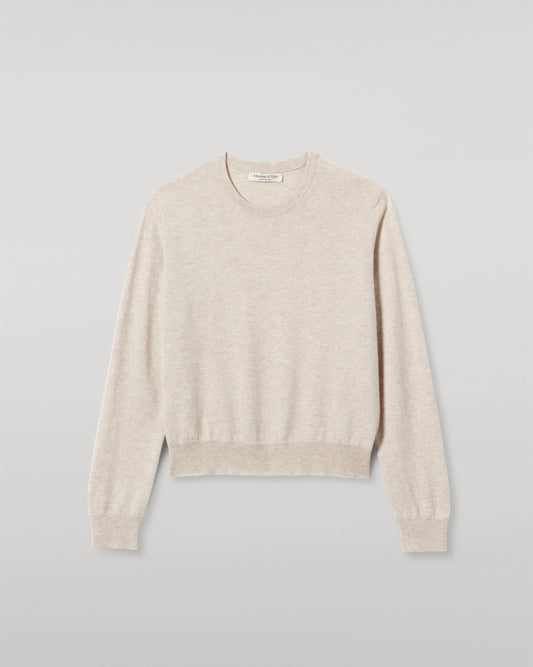JOHNSTONS OF ELGIN WOMENS LUNAN CLASSIC CREW SWEATER NATURAL KAP05784HA0402
