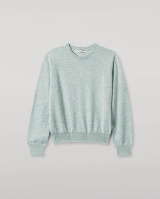 JOHNSTONS OF ELGIN WOMENS LUNAN CLASSIC CREW SWEATER LIGHT GREEN 100% CASHMERE KAP05784HC0047