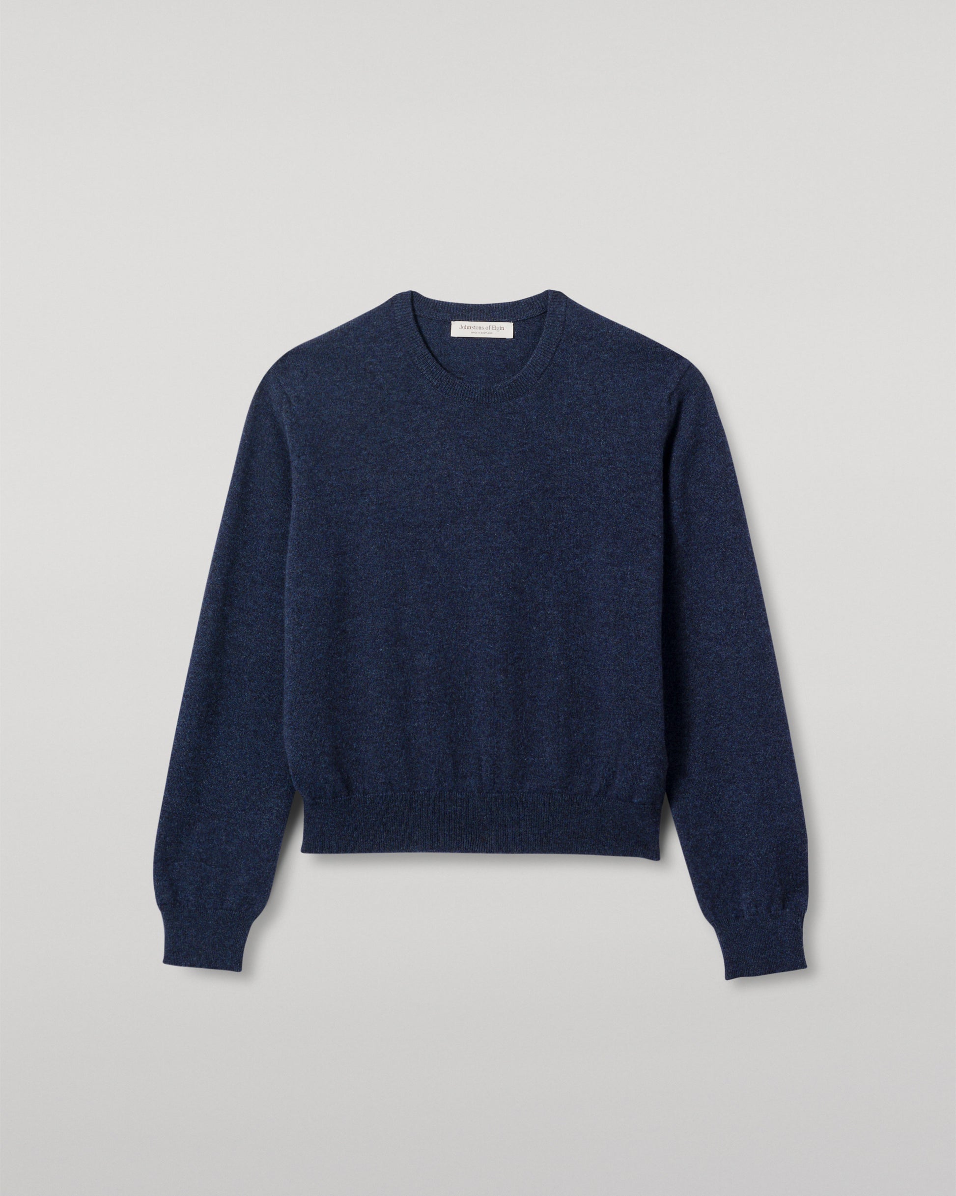 JOHNSTONS OF ELGIN WOMENS LUNAN CLASSIC CREW SWEATER NAVY KAP05784HD7350