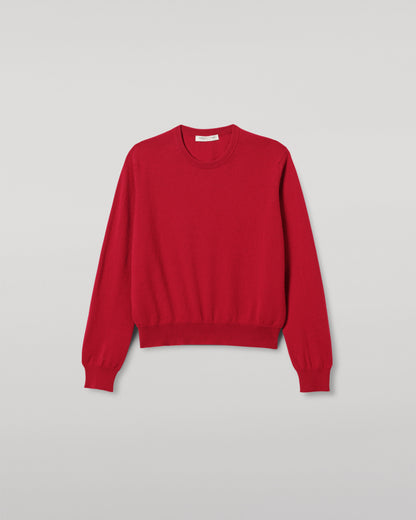 JOHNSTONS OF ELGIN WOMENS LUNAN CLASSIC CREW SWEATER RED KAP05784SE5325