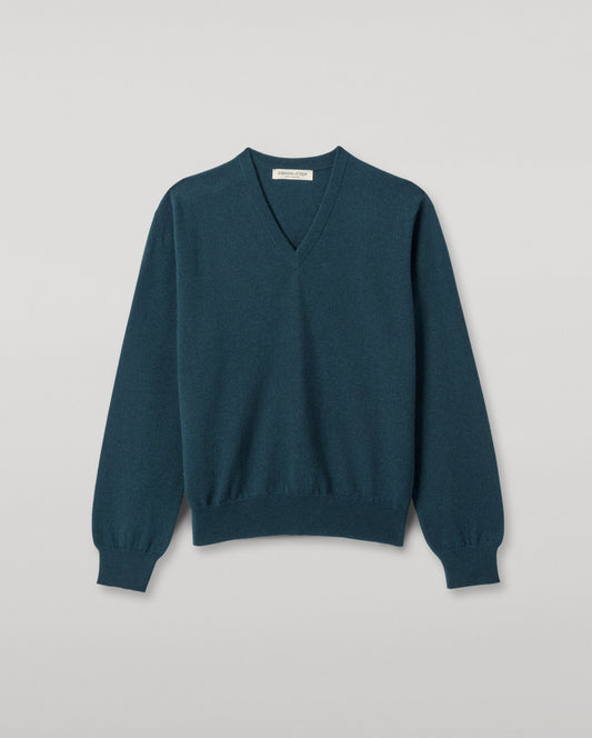 JOHNSTONS OF ELGIN WOMENS LUNAN CLASSIC VEE SWEATER BOTTLE GREEN 100% CASHMERE KAP05807SC7341