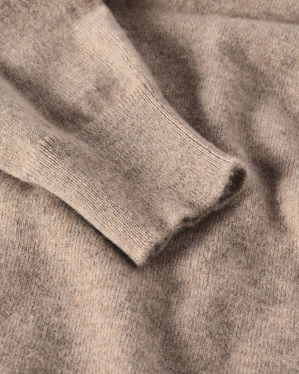 JOHNSTONS OF ELGIN IRIS ROLL NECK SWEATER PETITE CASHMERE ROLL NECK SWEATER - 2 PLY LIGHT BROWN 100% CASHMERE KAP05952HB4447
