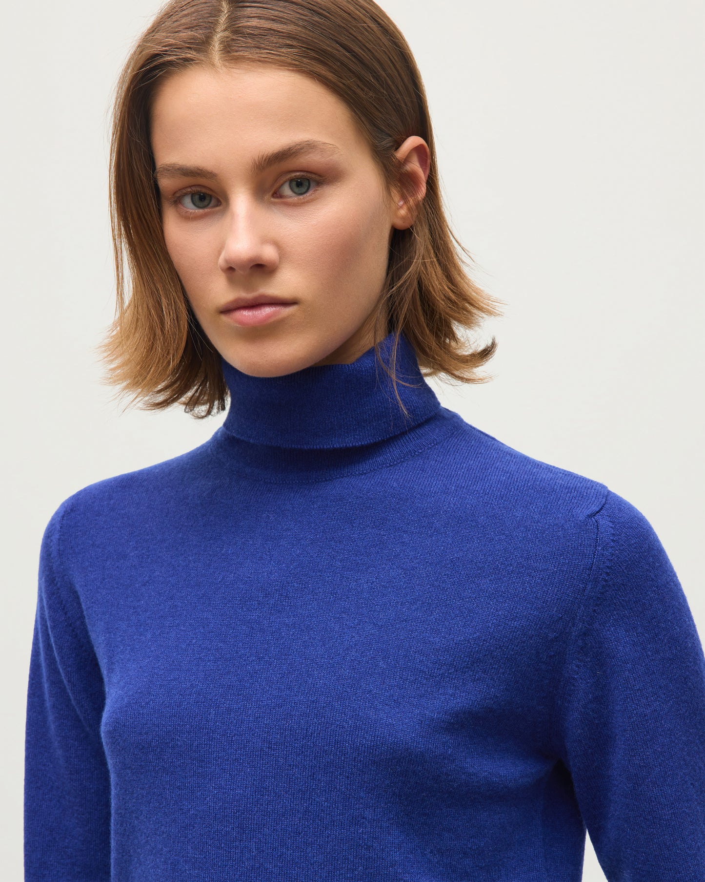 Iris Classic Blue Roll Neck Cashmere Jumper