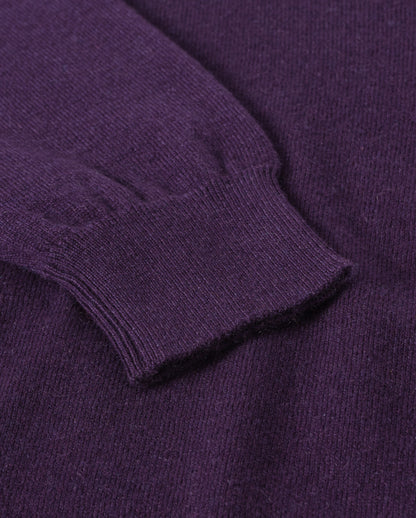 JOHNSTONS OF ELGIN REUBEN VEE NECK CASHMERE VEE NECK SWEATER - 2 PLY DARK PURPLE 100% CASHMERE KAP05960SD5370