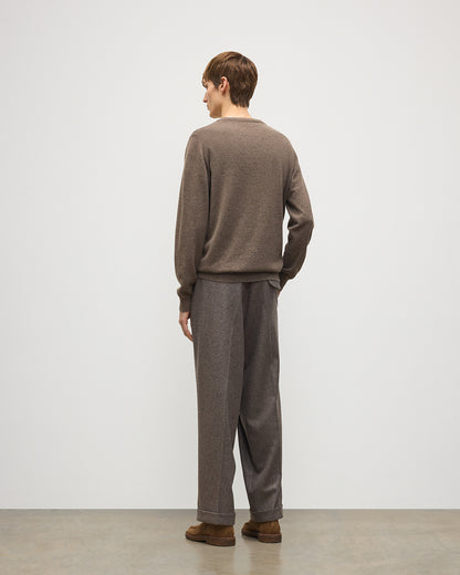 JOHNSTONS OF ELGIN REUBEN VEE NECK CASHMERE VEE NECK SWEATER - 2 PLY BROWN 100% CASHMERE KAP05960HB7128