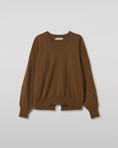 JOHNSTONS OF ELGIN JESSIE CREW SWEATER CASHMERE ROUND NECK SWEATER WITH EXPOSED SEAM DETAIL & CENTRE BACK SPLIT - 2 PLY GREEN 100% CASHMERE KAP05973Q26369