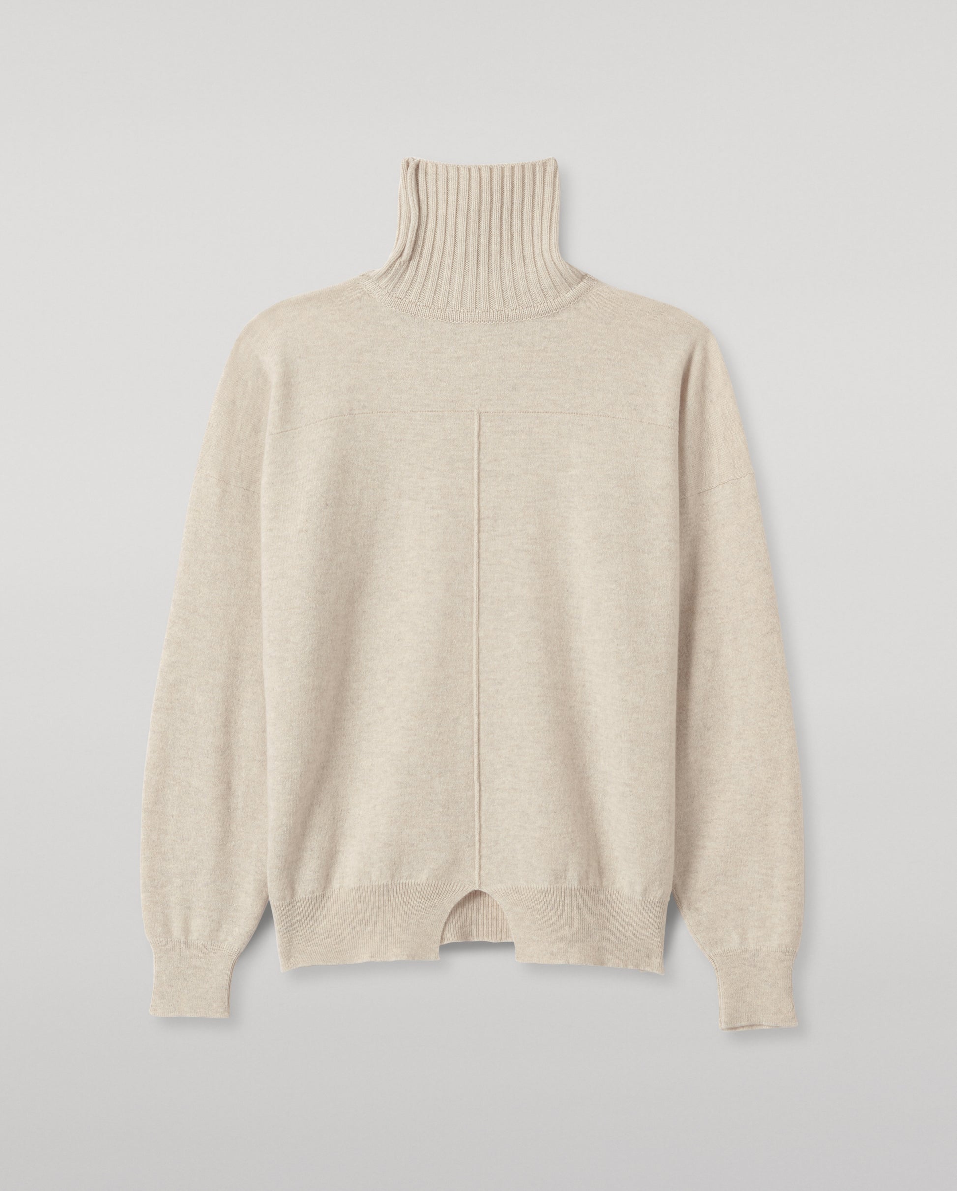 JOHNSTONS OF ELGIN JESSIE ROLL NECK SWEATER CASHMERE ROLL NECK SWEATER WITH EXPOSED SEAM DETAIL & CENTRE BACK SPLIT - 2 PLY NATURAL 100% CASHMERE KAP05987Q26372